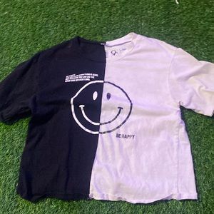 Cropped half and half tee
